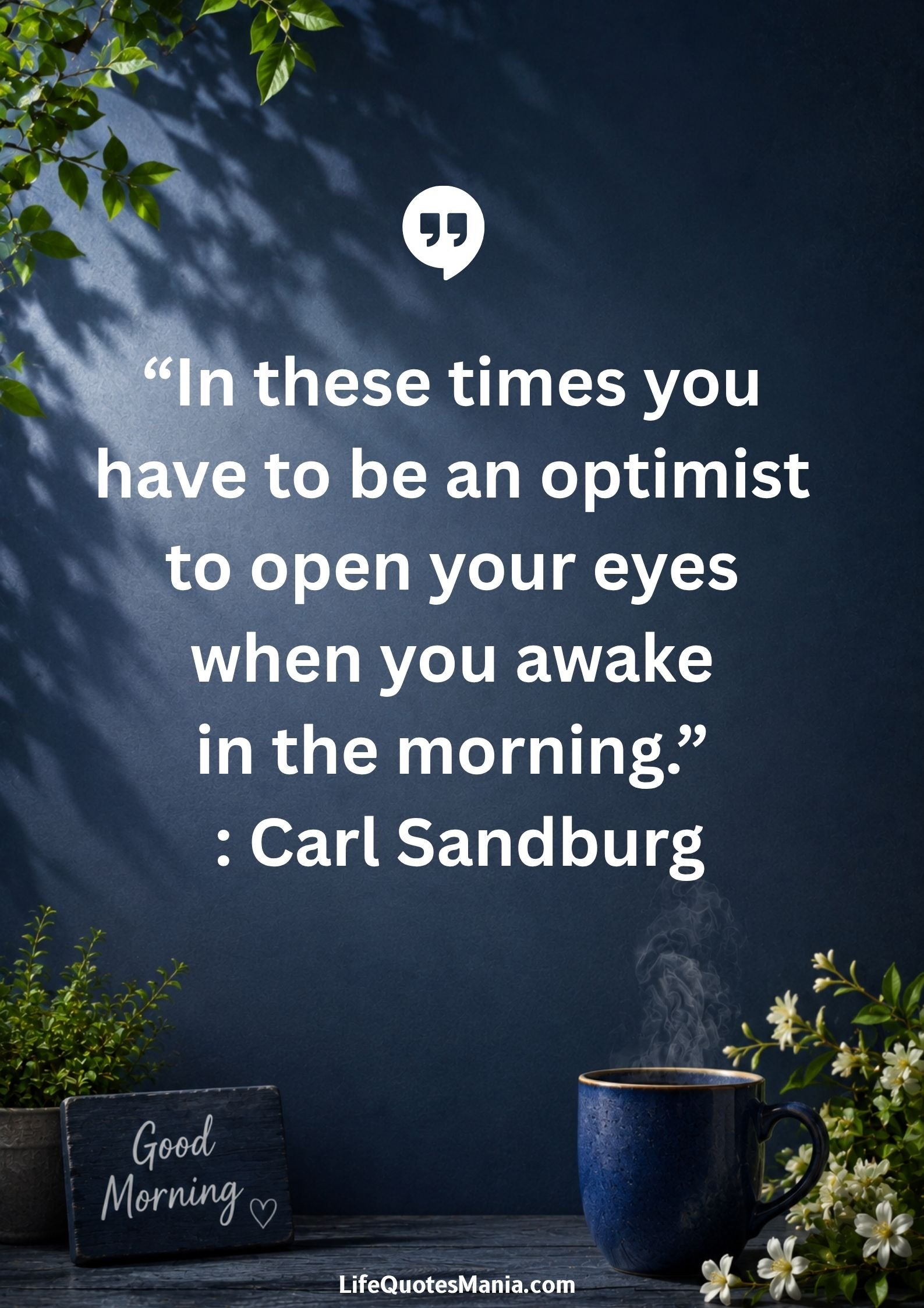 Good morning quotes and images - “In these times you have to be an optimist to open your eyes when you awake in the morning.” : Carl Sandburg