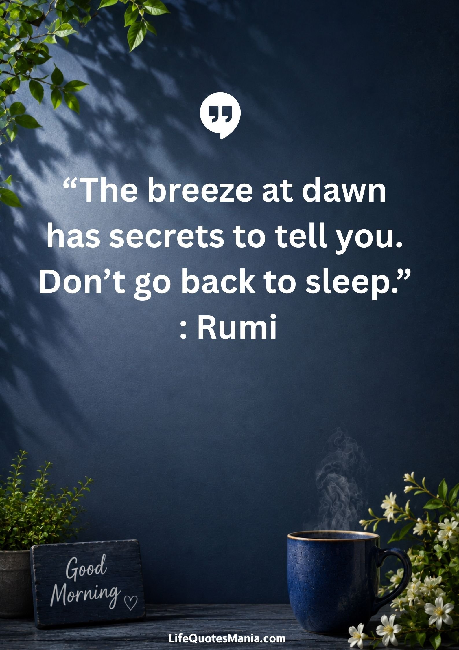 Good morning quotes and images - “The breeze at dawn has secrets to tell you. Don't go back to sleep.” : Rumi