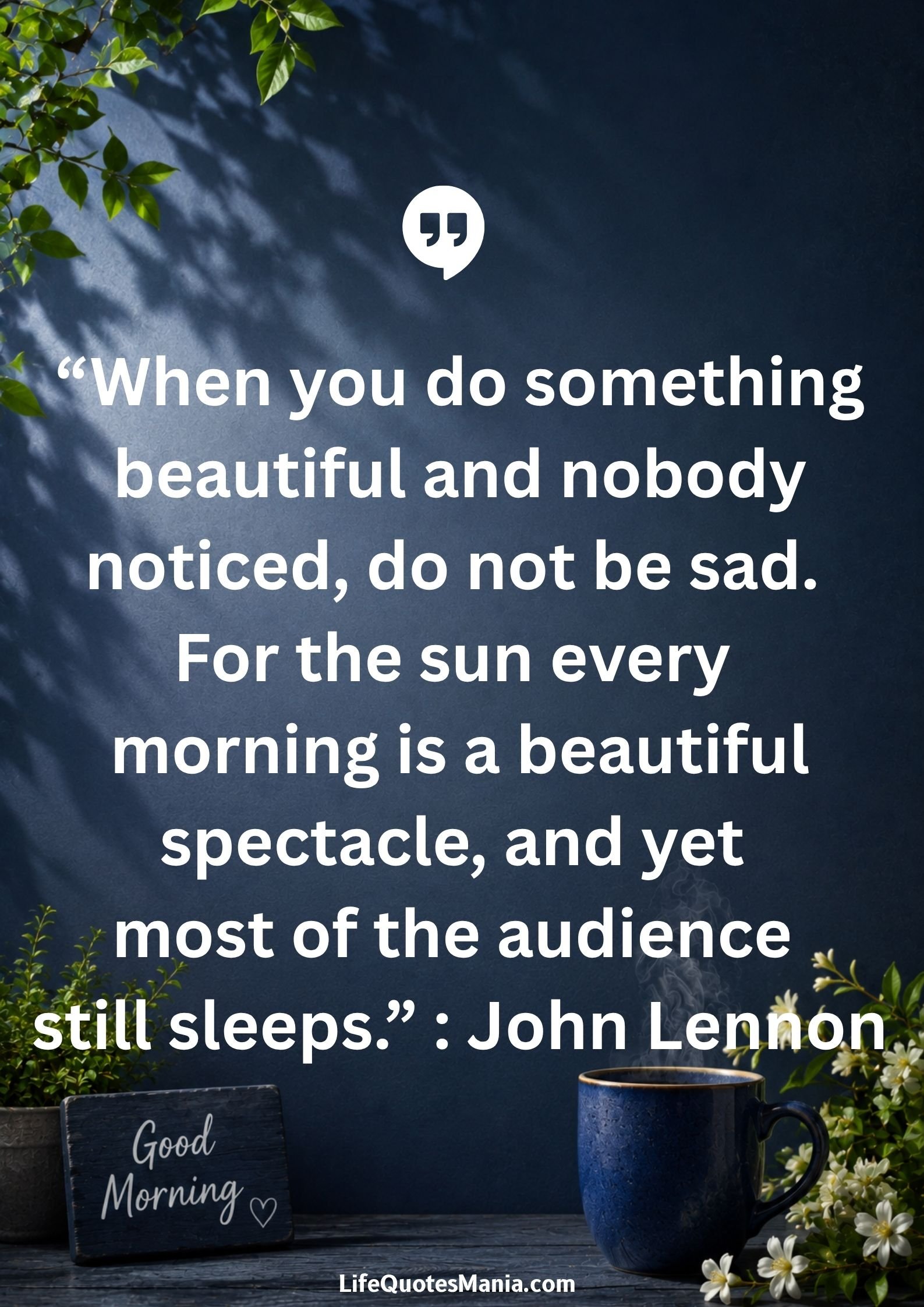 Good morning quotes and images - “When you do something beautiful and nobody noticed, do not be sad. For the sun every morning is a beautiful spectacle, and yet most of the audience still sleeps.” : John Lennon