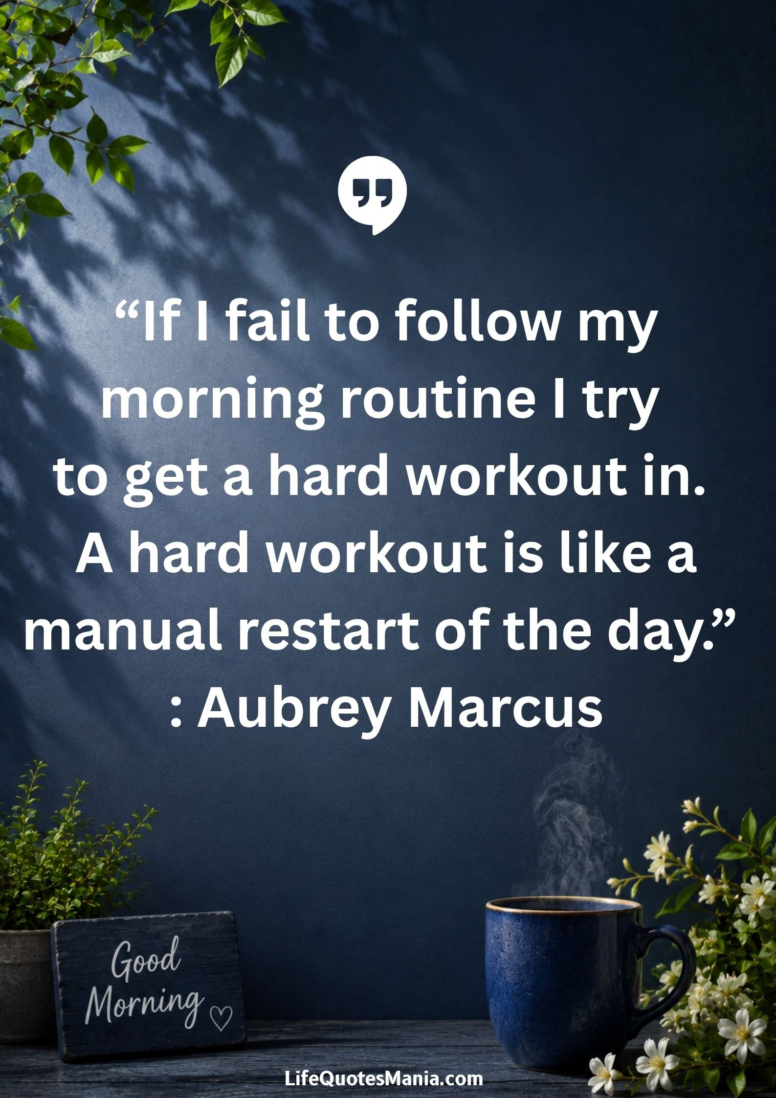 Good morning quotes and images - “If I fail to follow my morning routine I try to get a hard workout in. A hard workout is like a manual restart of the day.” : Aubrey Marcus