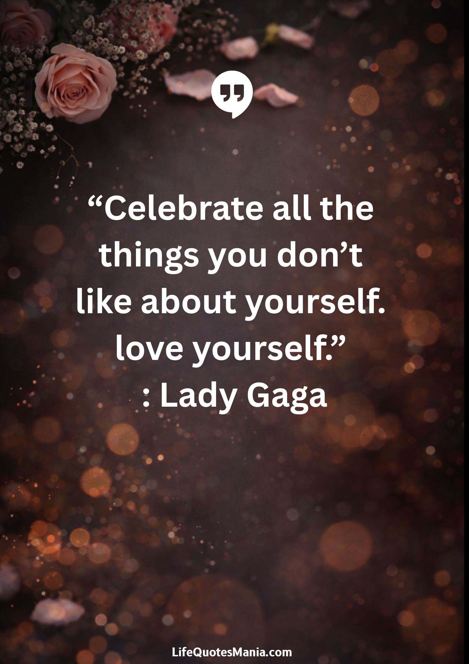 “Celebrate all the things you don’t like about yourself. love yourself.” : Lady Gaga