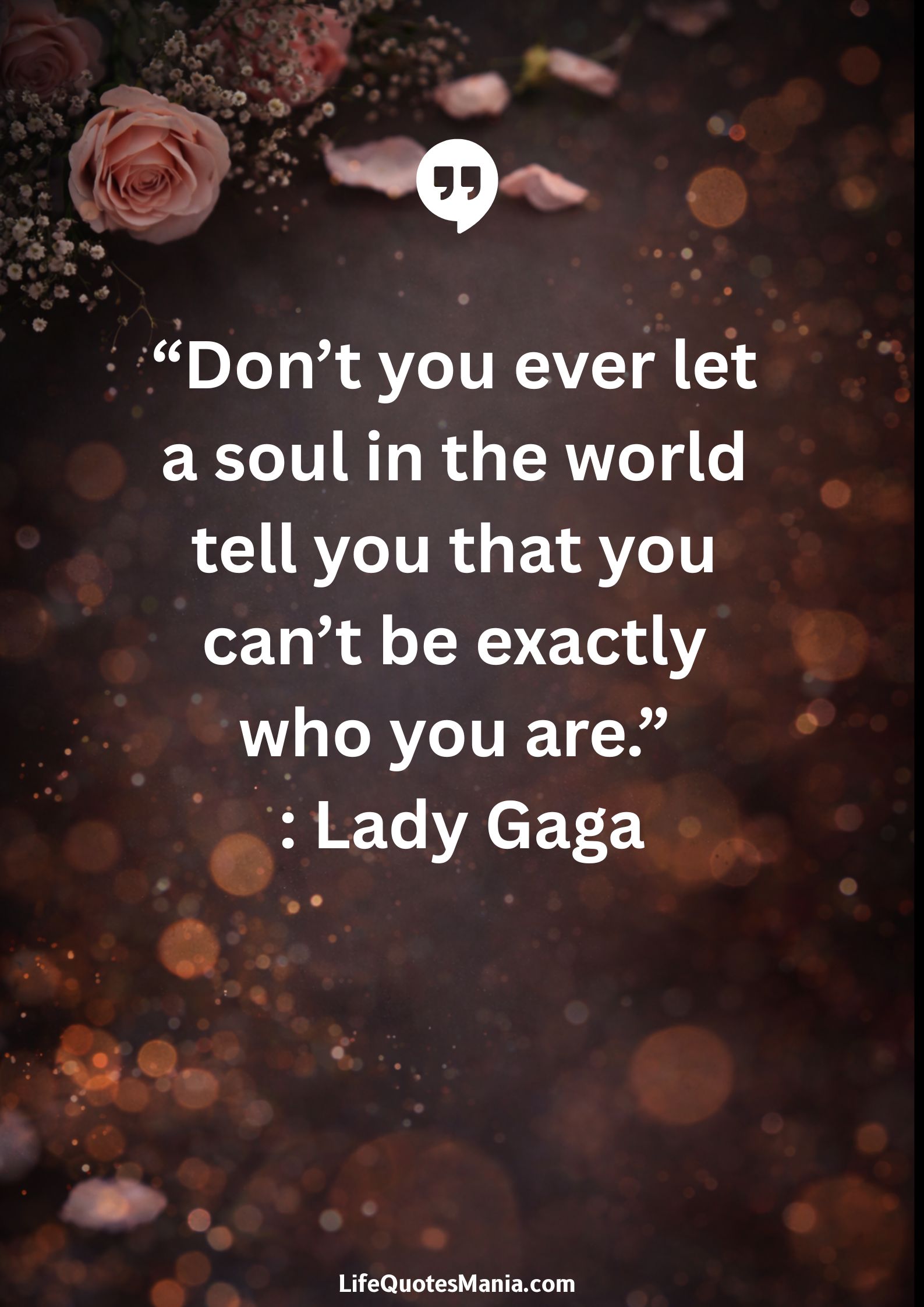 “Don’t you ever let a soul in the world tell you that you can’t be exactly who you are.” : Lady Gaga