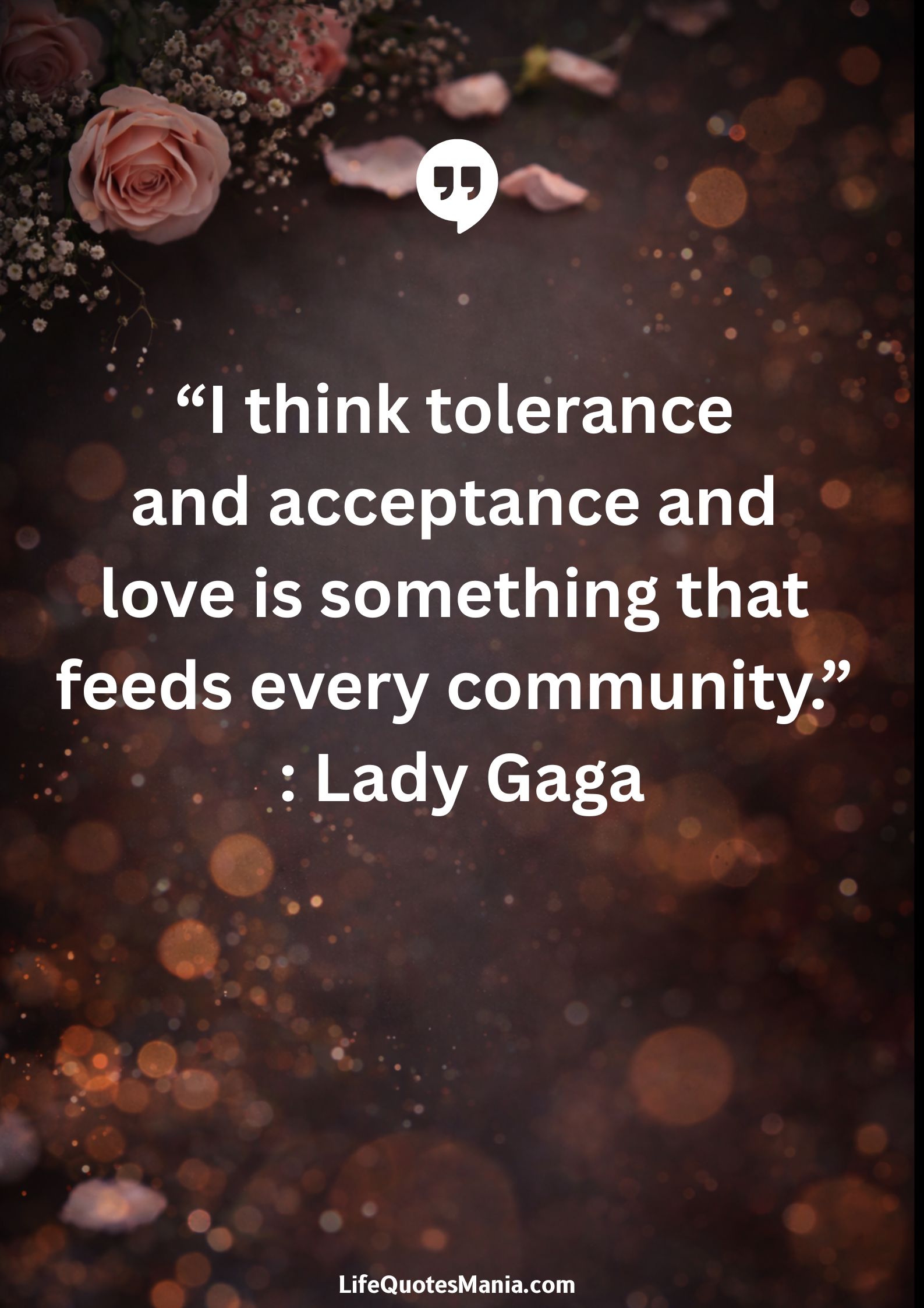 “I think tolerance and acceptance and love is something that feeds every community.” : Lady Gaga