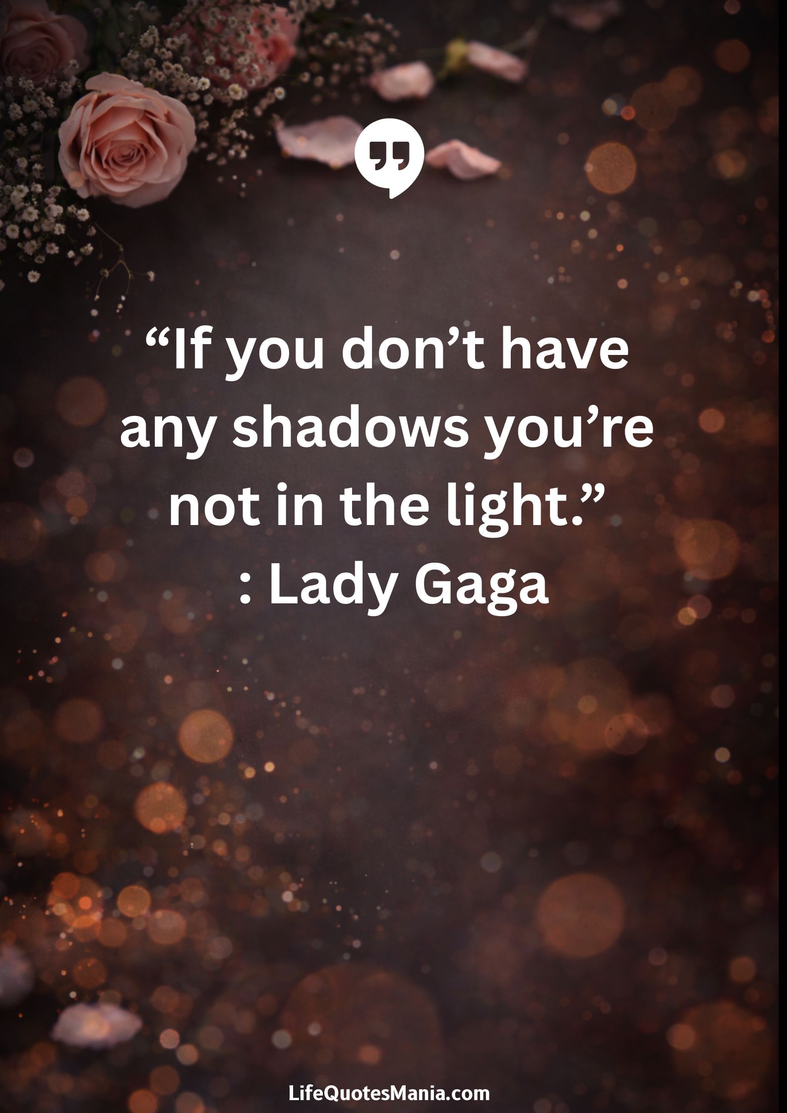 “If you don’t have any shadows you’re not in the light.” : Lady Gaga