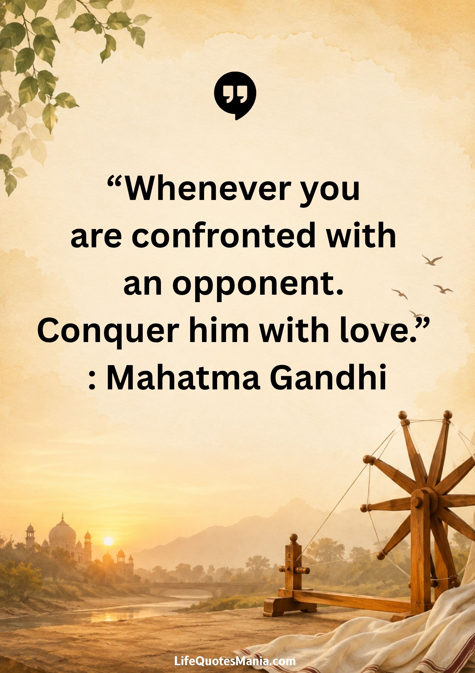 “Whenever you are confronted with an opponent. Conquer him with love.” : Mahatma Gandhi
