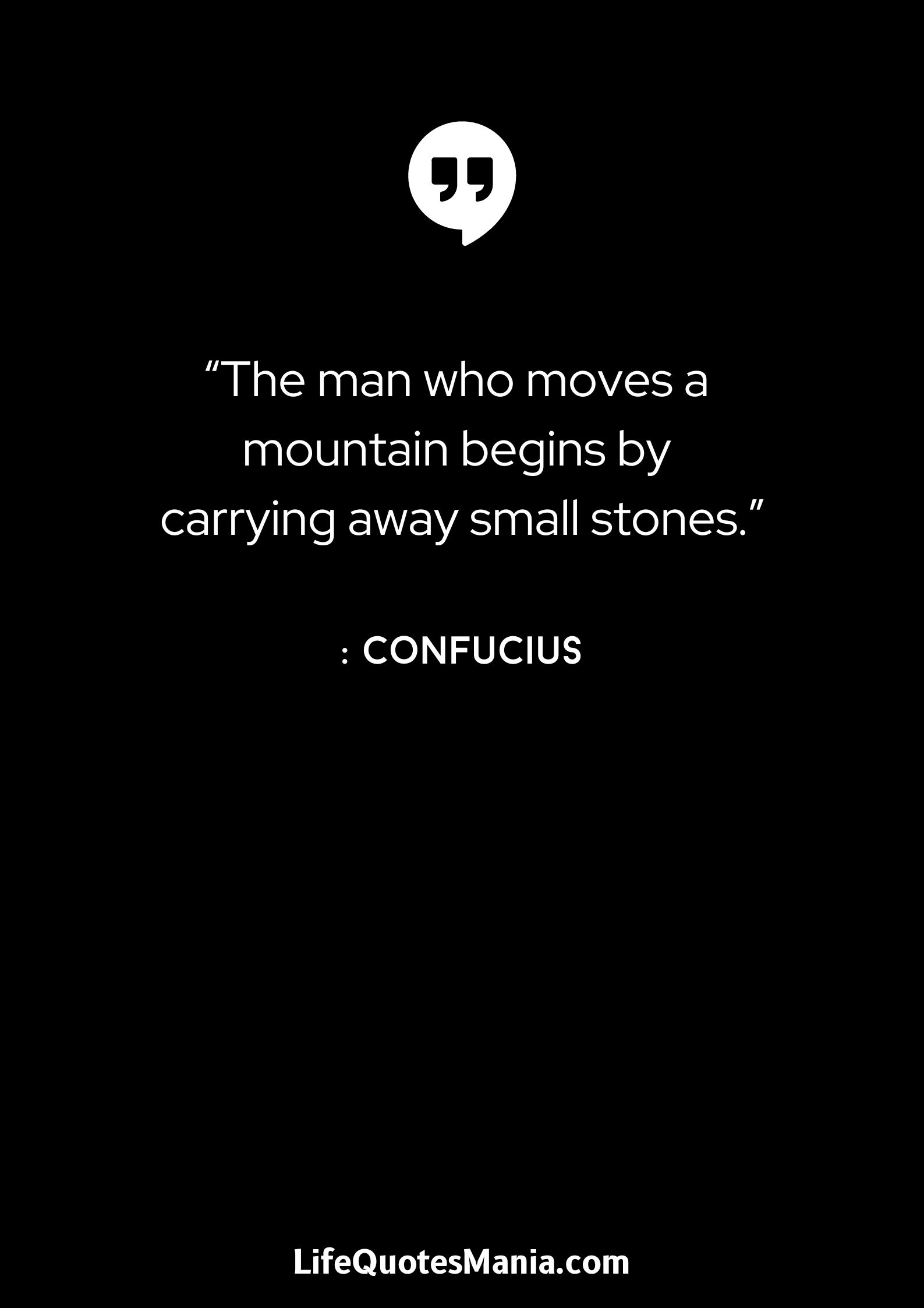 “The man who moves a mountain begins by carrying away small stones.” : Confucius