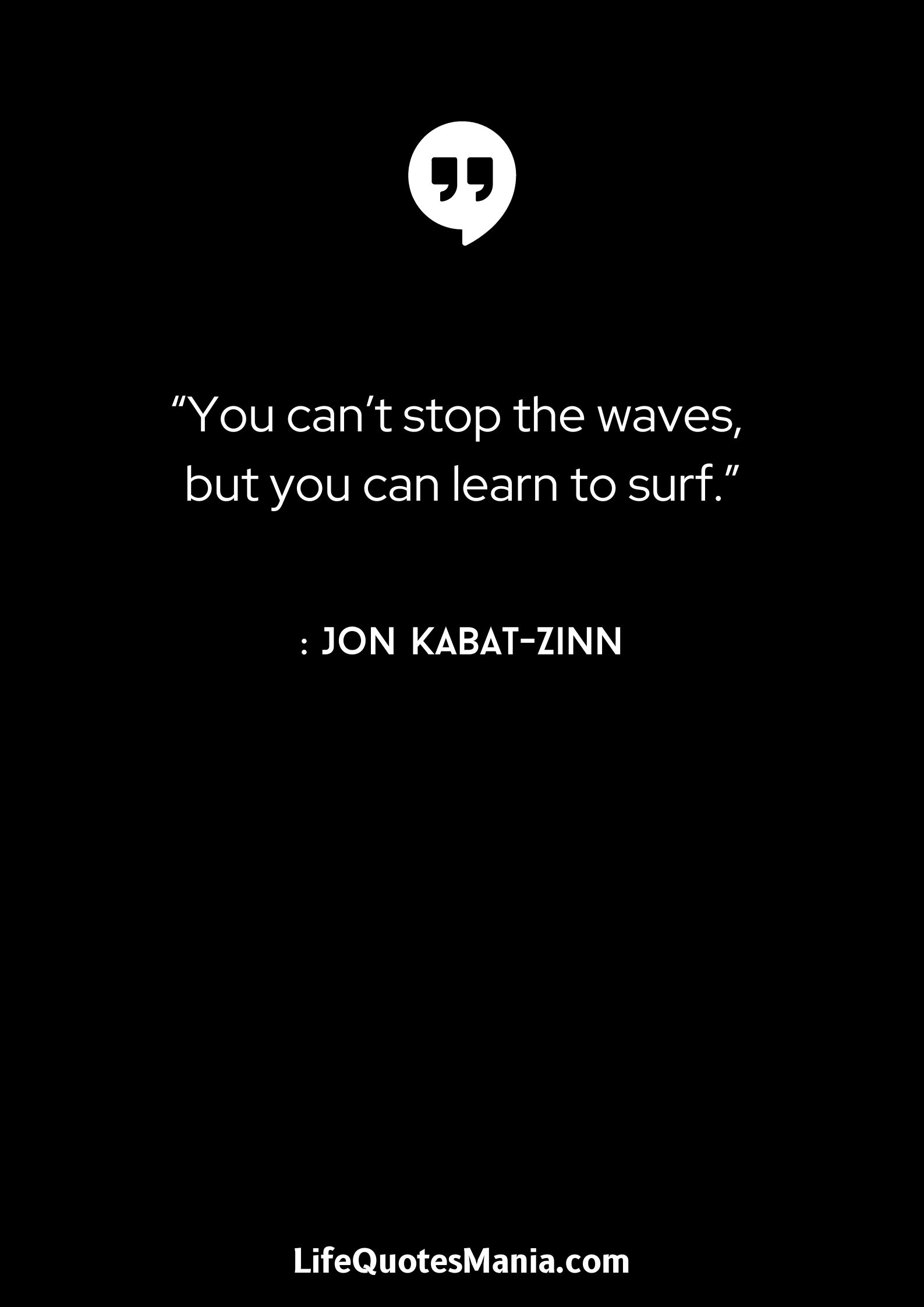 “You can’t stop the waves, but you can learn to surf.” : Jon Kabat-Zinn