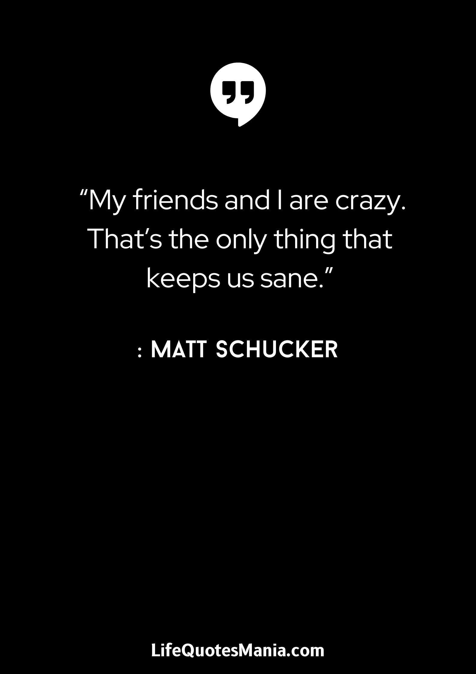 “My friends and I are crazy. That’s the only thing that keeps us sane.” - Matt Schucker