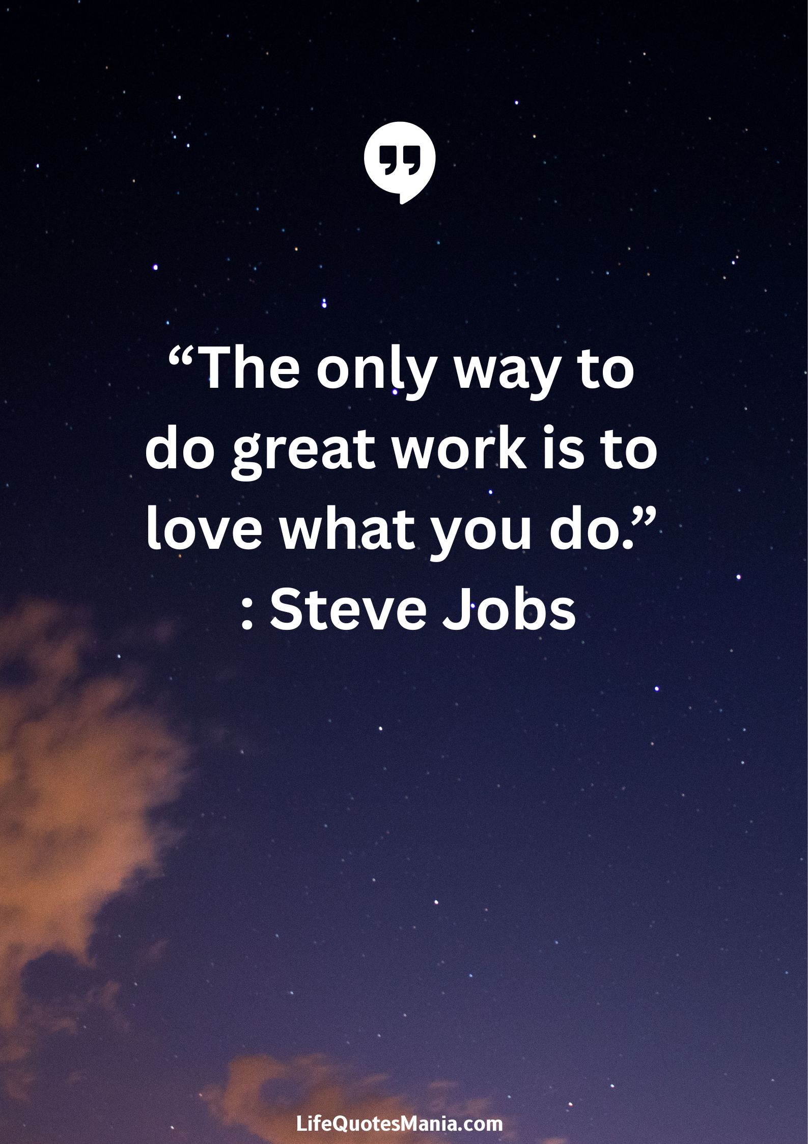 “The only way to do great work is to love what you do.” : Steve Jobs