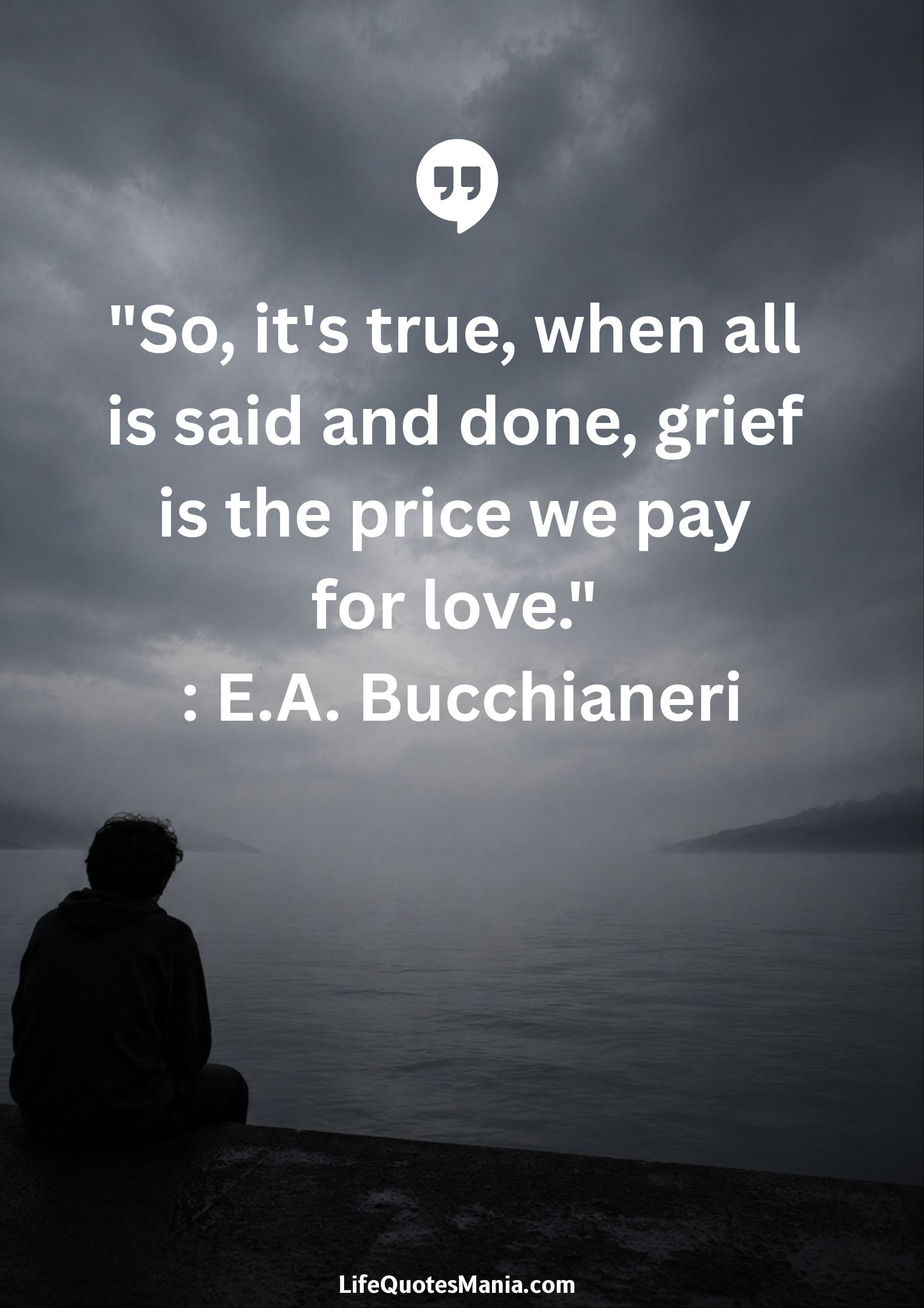 "So, it's true, when all is said and done, grief is the price we pay for love." : E.A. Bucchianeri